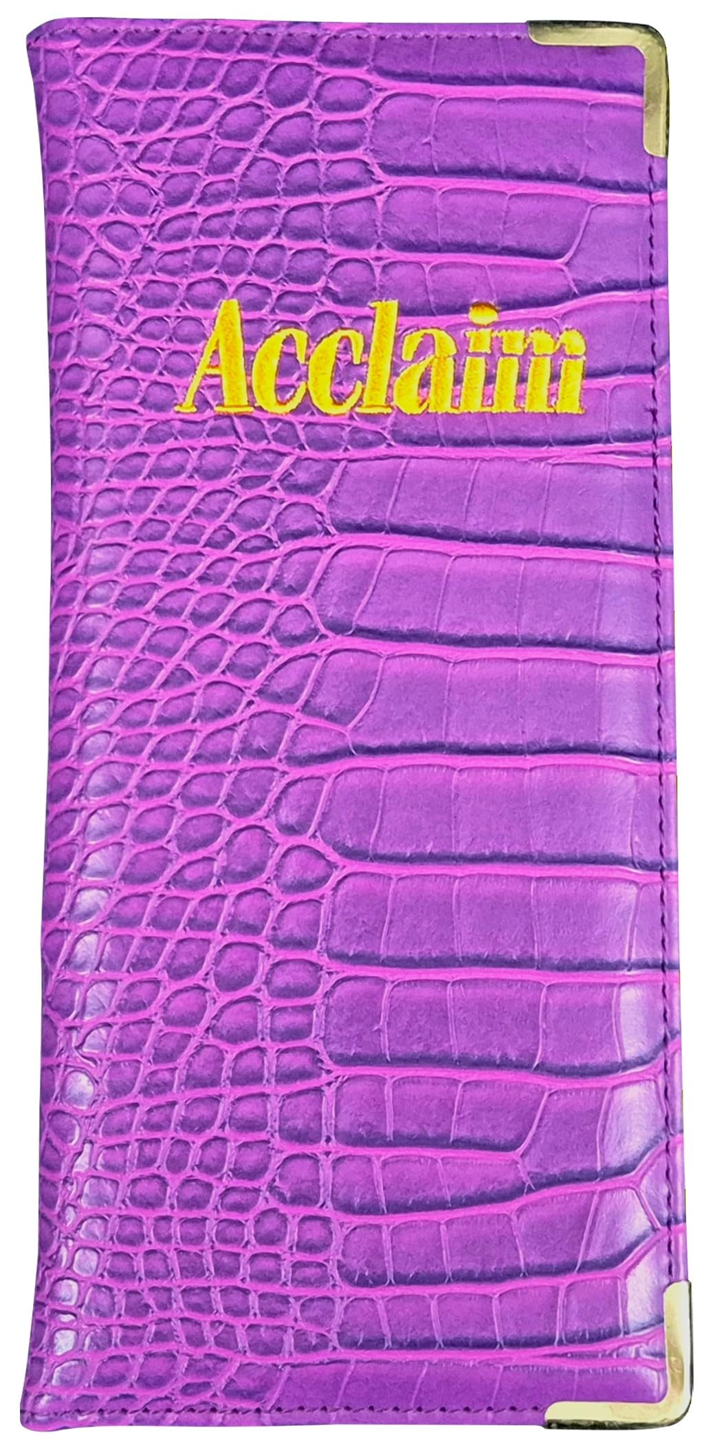 Acclaim Rigid Lawn Bowls Bowling Scorecard Holder Lightly Padded Synthetic Texture Effect 23 cm x 10 cm with Spring Clip & Pen Loop (Purple)