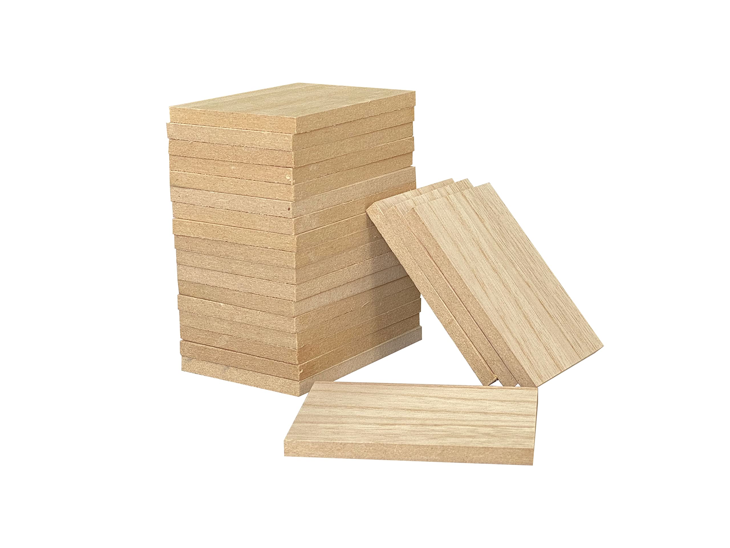Photo 1 of 36 Pieces Unifinished Wooden Cutouts for Crafts,2.5 x 3.5 Inches Regtangle Shape, 6.4mm 1/4th Inch Thick Unfinished Wood Tiles