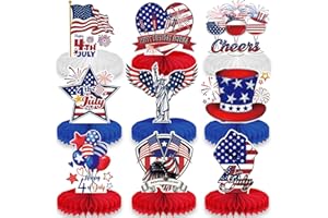 PHYLENCE 9 Pcs Honeycomb Centerpieces Table Decorations – Decorative Party Table Toppers for Themed Events, Holidays, and Celebrations (4th of July)