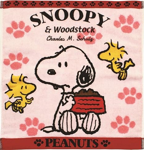 Amazon Co Jp スヌーピー ハンドタオル ジャガード 足跡 36 34cm ピンク ホーム キッチン