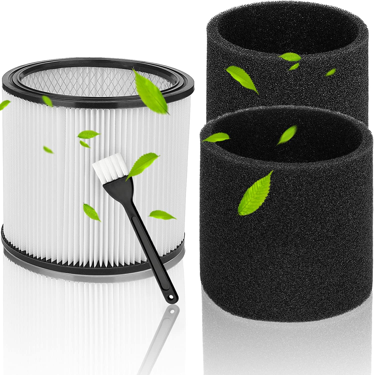 Laukowind Foam Sleeve Replacement Filters for Shop-Vac 90304 90350 90333, Compatible with Shop-Vac 5 Gallon and Above Wet/Dry Vacuum Cleaners, 1 Filter + 2 Foams+1 Brush: Appliances