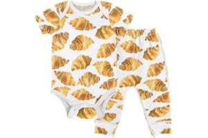 vvfelixl Baby Clothes Set - Cute Cartoon Pattern Bodysuits & Pants Set - Unisex 0-24 Months