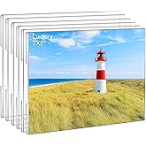 Ludery 5x7 Acrylic Picture Frames Set of 6, Clear Photo Frame for Wall with Tape, Clear Picture Photo Frames 5x7 for Home, School, Office - Horizontal