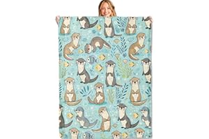 MIEPOS Cute Otter Throw Blanket - 50x60in,Ultra Soft, Cozy Lightweight Flannel,Sea Otters Ocean Blankets - Gifts for Kids & Nature Lovers,for Couch Travel,Home Living Room Decor