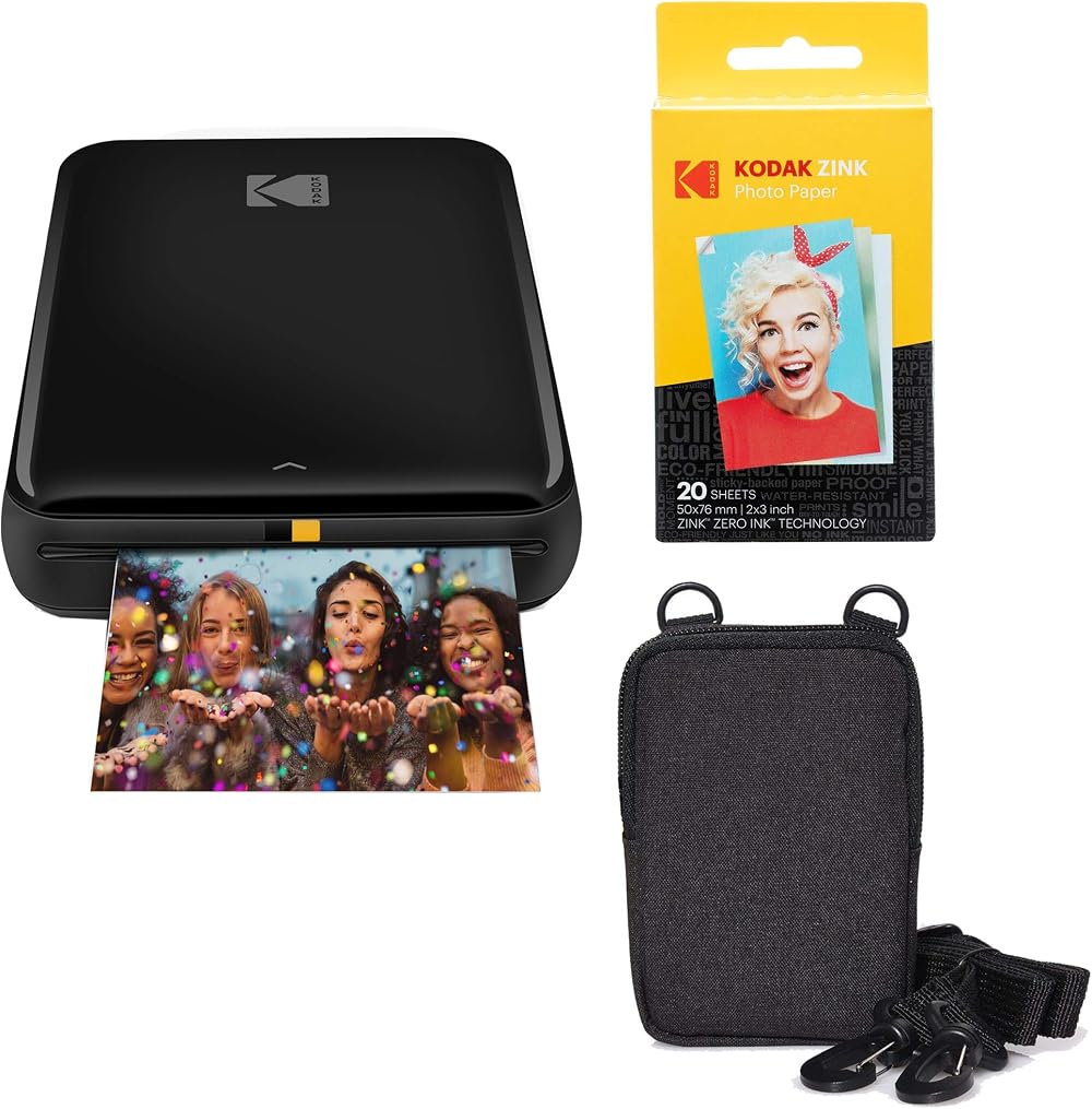 KODAK Step Wireless Mobile Colour Photo Printer Black Go Bundle