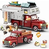 FliCineCrt Car Building Block, 2-in-1 Camper Van Building and Farm Pickup Truck Building Set Toy for Adult, Retro Rvs Building Block Kit Set, 2188pcs