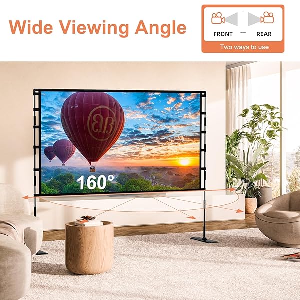 TOWOND PROJECTOR SCREEN AND STAND, 120 INCH OUTDOOR PROJECTOR SCREEN INDOOR, PORTABLE MOVIE SCREEN 16:9 4K FRONT REAR PROJECTION SCREEN WITH CARRY BAG WRINKLE-FREE DESIGN FOR HOME BACKYARD THEATER