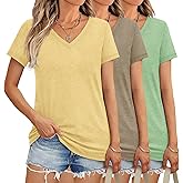 3/10 Pack V Neck T Shirts for Women Short Sleeve Tshirts Summer Casual Tops Loose Fit Basic Tees