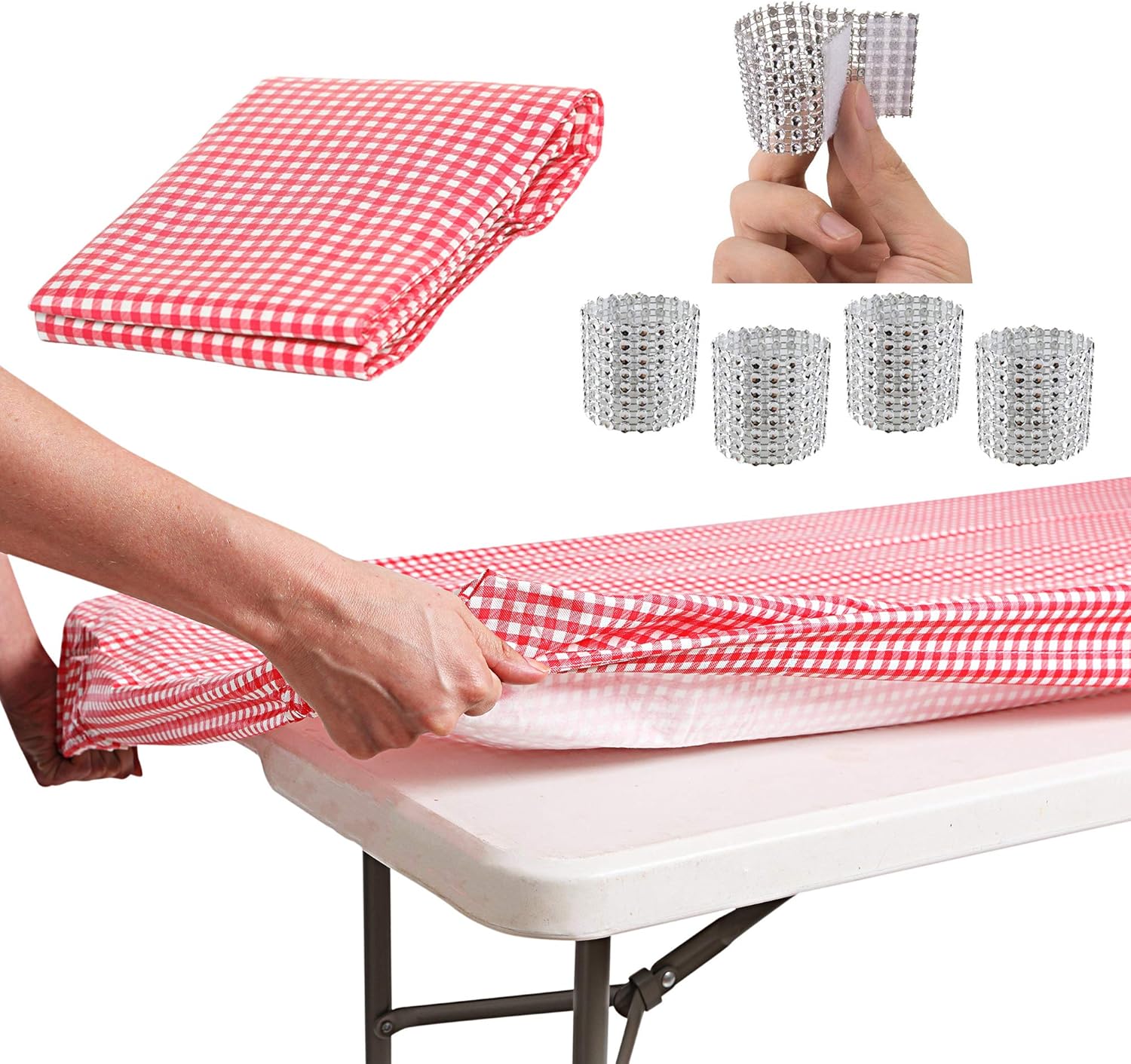 Tablecloth for 8ft folding table Fitted Rectangular Table Cloth for