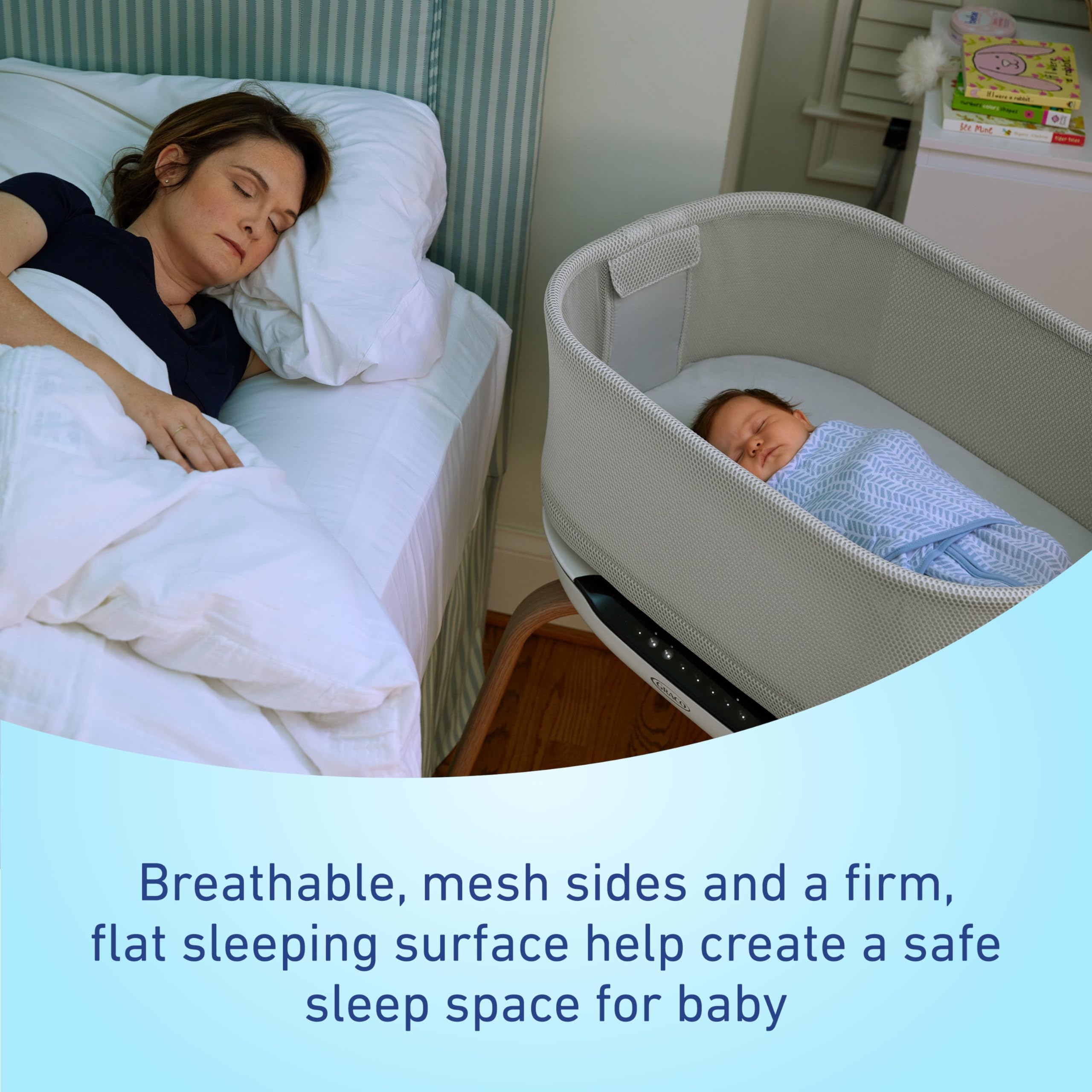 Graco® SmartSense™ Soothing Baby Bassinet – Smart Newborn Bassinet Detects and Automatically Responds to Baby's Cries – for Newborn Babies to 6 Months