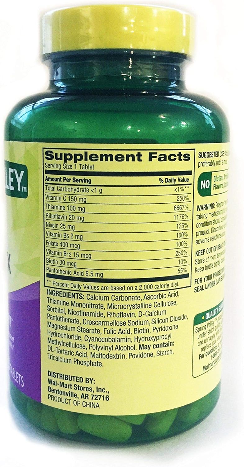 Amazon Com Spring Valley Super B Complex Metabolism Support 250 Tablets Health Personal Care