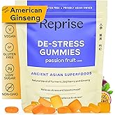 De-Stress Gummies with American Ginseng, Turmeric, and Goji - Assist with Stress Relief & Mood Boost, All-Natural Relaxation, Low-Sugar, 45 Vegan Gummies, Passion Fruit (45 Gummies (Pack of 1))