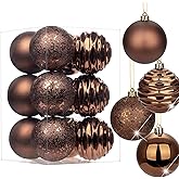 3.15" Bronze Christmas Ornaments for Christmas Tree 12 Pcs Medium Shatterproof Balls Christmas Tree Decorations Xmas Ornaments Balls with Hanging Loop for Wedding Holiday Party Wreath Home Decor