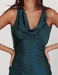 Satin Cowl Neck Sleeveless Backless Maxi Wedding