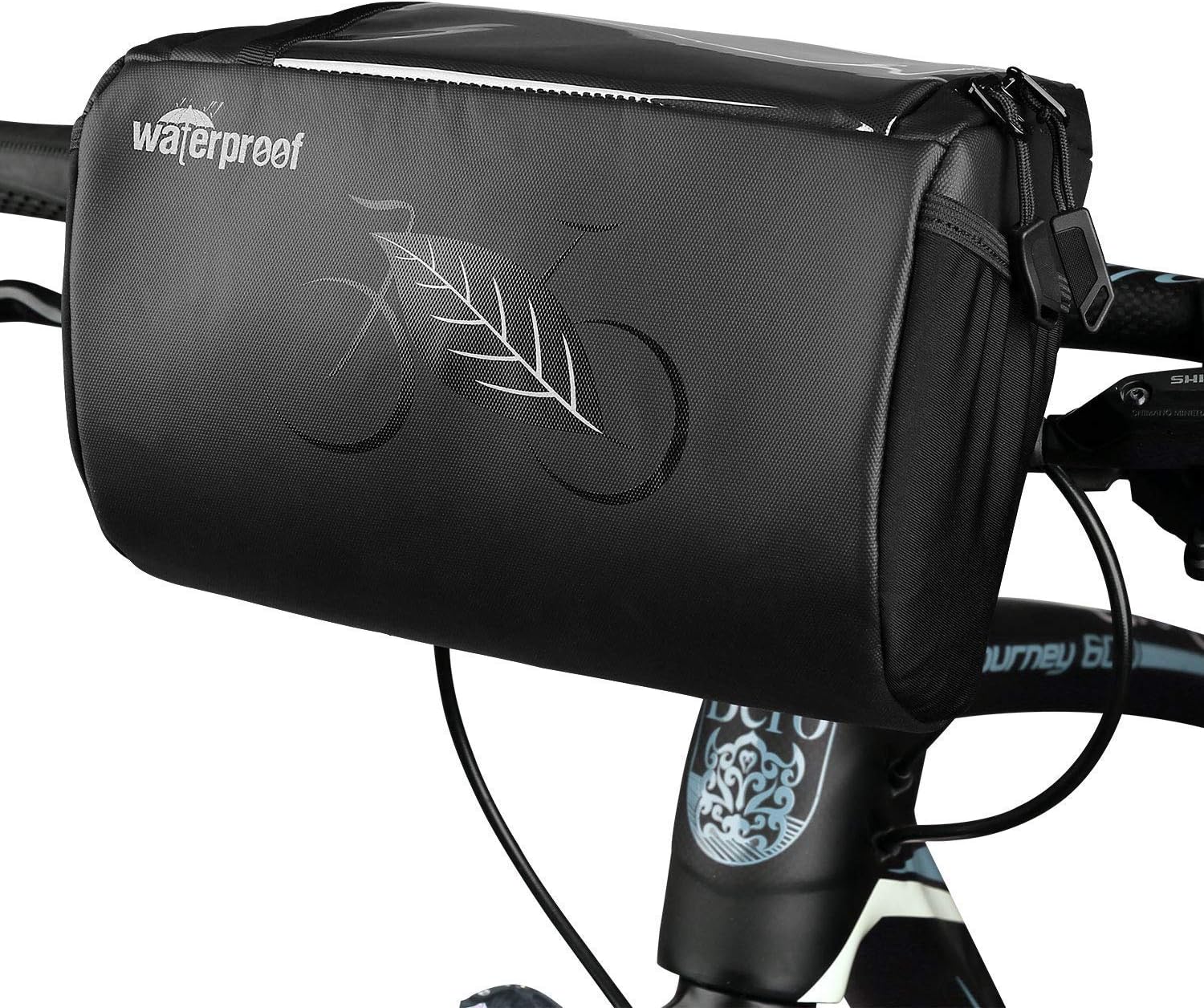 Allnice Bike Handlebar Bag 3L Waterproof Bike Basket Bicycle Front Storage Bag with Mobile Phone Touch Screen Pouch