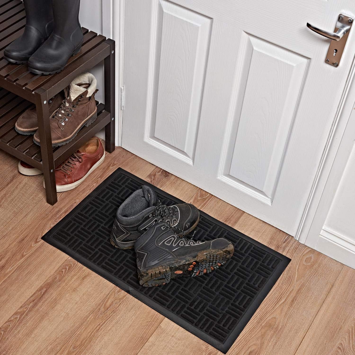 Vinsani® Front Door, Outdoor Anti Slip Entrance Mat Black 45 x 75cm - Image 4