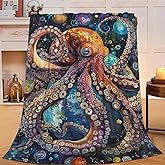 Octopus Blanket Octopus Throw Blanket Soft Cozy Warm Fuzzy Fleece Lightweight Plush Merch Ocean Animals Decor Gifts for Lover Man Woman Boy Girl Couch Bedding Sofa 50"X40"