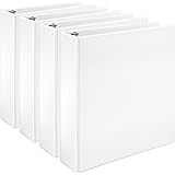 Amazon Basics Economy 3 Ring Binder, Showcase View Binder with 2 Inch D-Ring, White, 4-Pack