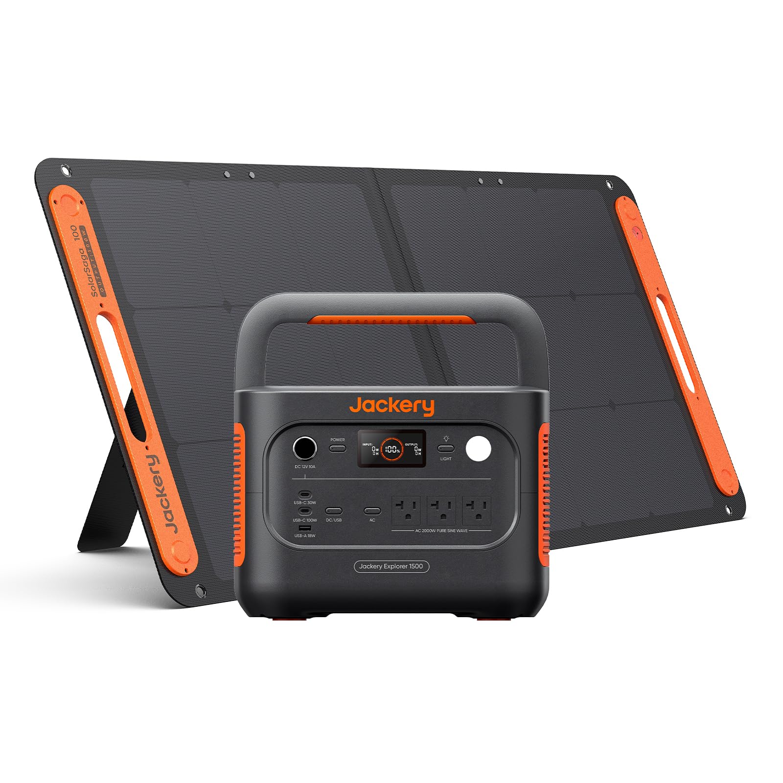 Jackery (ジャクリ) ポータブル電源 1500 New 100W ソーラーパネル 1枚 2点セット 1536Wh 大容量 90分でフル充電 リン酸