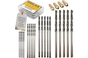 Drilax 24-Piece Diamond Drill Bit Set (1mm, 1.5mm, 2mm, 2.5mm) Compatible with Dremel Rotary Tools, Includes 4 Collets – for 