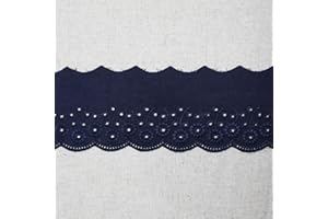 LACEKING2013 14yds Embroidery Cotton Eyelet lace Trim 7cm YH865 (Navy)
