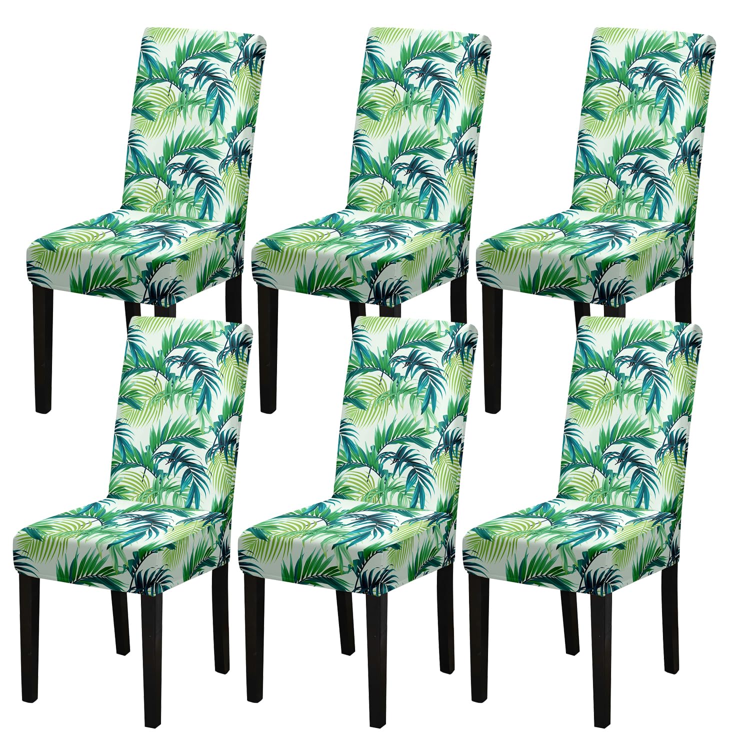 HZDHCLH Chair Covers Set of 4/6 Stretch Modern Chair Slipcovers for Dining Room Kitchen Wedding Party Washable Chair Protector(Bamboo leaves,6pcs)