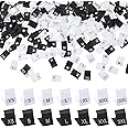 700 Pieces Clothing Size Tags Sewing Woven Garment Size Labels Mix Clothing Crafting Ribbons Size Tags Clothes Garment Fabric Embroidered Label Tags, XS-3XL (White, Black)