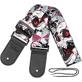 Skull Guitar Strap Leather Ends Guitar Shoulder Strap for Bass, Electric, Acoustic Guitars, Best Gift for Men Women Guitarist