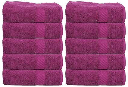 Trident 400 GSM Cotton Face Towels(30x30cm, Deep Purple) - Pack of 10