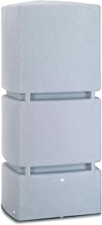 Regentonne eckig Regenwassertank Jumbo 800 Liter granit grau aus UV- und witterungsbeständigem Material. Frostsichere Regenwassertonne bzw. Regenfass Wandtank mit hochwertigen Messinganschlüssen