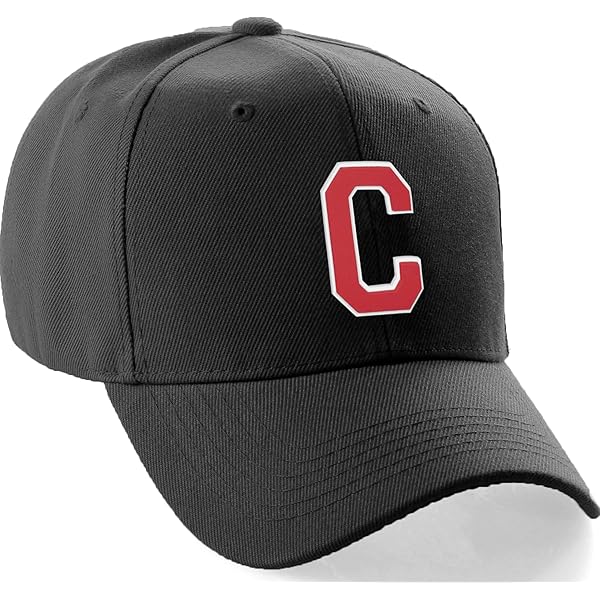 Classic Baseball Hat Custom A to Z Initial Team Letter, Black Cap