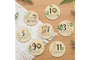 7 Pcs Baby Monthly Milestone Cards Sign, Double Sided Milestone Signs Birth Announcement Sign for Newborn Baby 1-12 Months Ph
