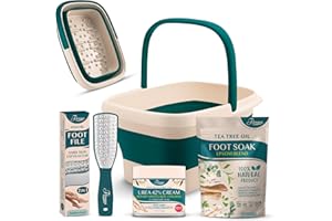 Fivona Foot Care Kit 4 in 1 - Foot Soak Blend with Epsom Salt, Tea Tree and Essential Oils - Collapsible Foot Soak Basin - 42% Urea Cream for Hard, Calloused Skin - Dual Action Foot File
