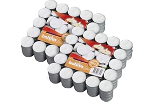 BOLSIUS Tea Lights Candles - Pack of 200 White Unscented Candle Lights with 3.5 Hour Burning Time - Tea Candles for Wedding, 