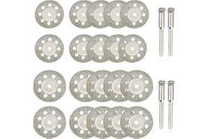 Wolfride 20Pcs Diamond Cutting Disc for Rotary Tool Small Diamond Cutting Wheel for Metal Ceramic Glass Marble| 22mm and 25mm