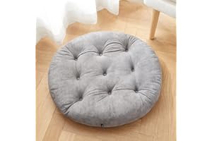 Getmo Resin Large Floor Pillows,Round Meditation Pillow,Microsuede Sitting Pillows Floor Cushion for Yoga Living Room Balcony Office Outdoor,Seat Cushion Tatami for Chair Sofa,22x22 Inch,Grey