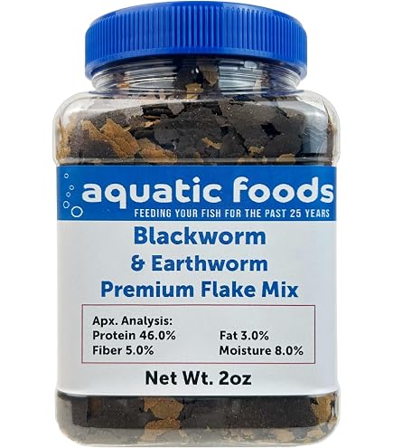 Ultra Premium Fish Food Flakes - 45% Blackworm & Brine Shrimp Mix, Made In USA For All Tropical Fish