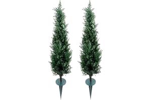 ARTIFICIAL TREE WAREHOUSE Artificial 36" Cedar Cypress 3 Foot Spruce Evergreen Tree Bush Plant Two UV Rated Indoor Outdoor with Spikes. Push Them into The Gound or in a Pot. Branches can be Bent Down for a Wider Look