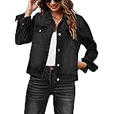 Glamaker Womens Jean Jacket 2026 Casual Basic Trendy Button Down Long Sleeve denim Jacket Coat With Pockets