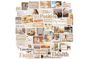 MENIFEND 50 Pcs Motivational Vision Board Stickers for Women, Inspirational Faith and Positive Quote Stickers, Aesthetic Neutral Vision Board Supplies and Kit for Journaling and Planner Use