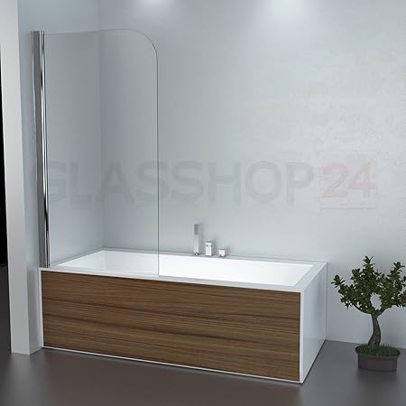 glasshop24 Badewannen Duschabtrennung | 800x1400mm | Klarglas | DW2