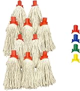 TDBS Red Cotton Mop Heads Replacement, 12 PY, Self Threading Socket, Pack of 10