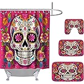 TheBlackSpot Sugar Skull Mexican Halloween Shower Curtain Sets 72