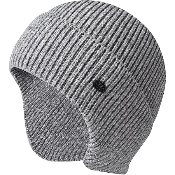 BAVST Fleece Lined Winter Beanie – Knitted Stretchy Hat With Ear Flaps, One Size Fits Most