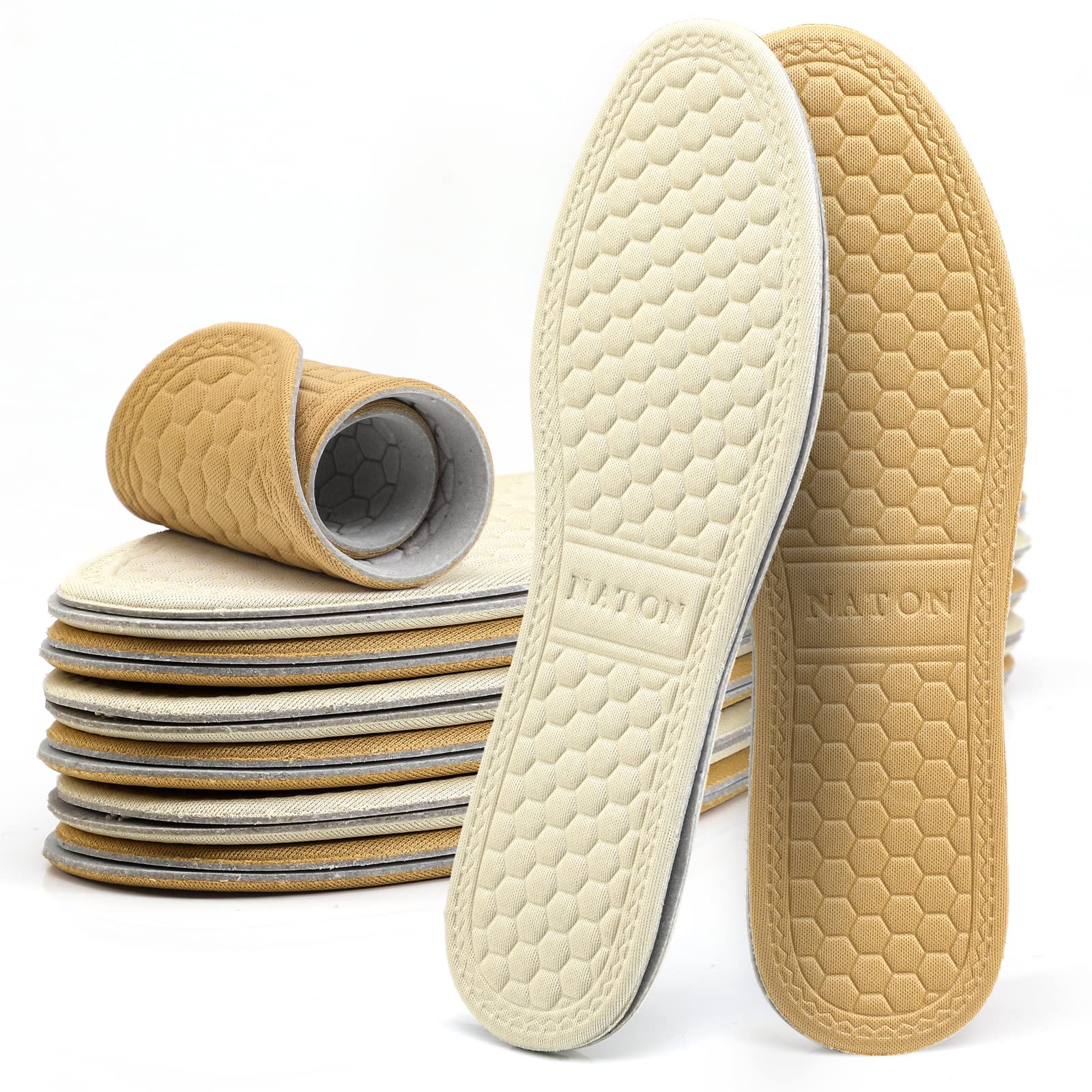 Photo 1 of 6 Pairs Breathable Insoles, Thin Soft Cushioning Replacement Insole, Comfortable Cotton Double Layer Foam Insoles, Absorb-Sweat Shoe Insert for Men and Women