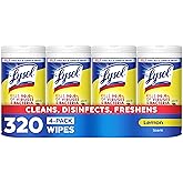 Lysol Disinfecting Wipes, Multi-Surface Cleaner, Lemon, 80 ct. (4 Pack) | All Purpose Cleaner, Sanitizing, Deodorizing, Apartment Essentials, Back To School Cleaning Supplies, Kitchen &amp; Bathroom Wipe