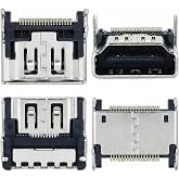 YiiSeeJo 4PCS HDMI Port Replacement, Connector for Console Display Socket | Metal build, resists bending &amp; cracking under heat, 0.6"x 0.6" compact, fits console motherboard, for repairs &amp; restoration