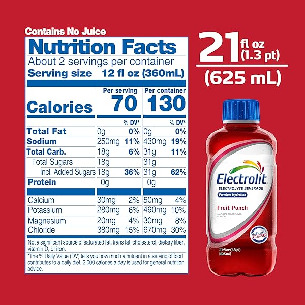 ELECTROLIT, ELECTROLYTE BEVERAGE, FRUIT PUNCH, 21 FL OZ BOTTLE )