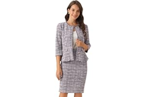 Allegra K Women's 2 Piece Tweed Skirt Set Suit Jacket Pencil Skirt Elegant Business Suits for Women 2025