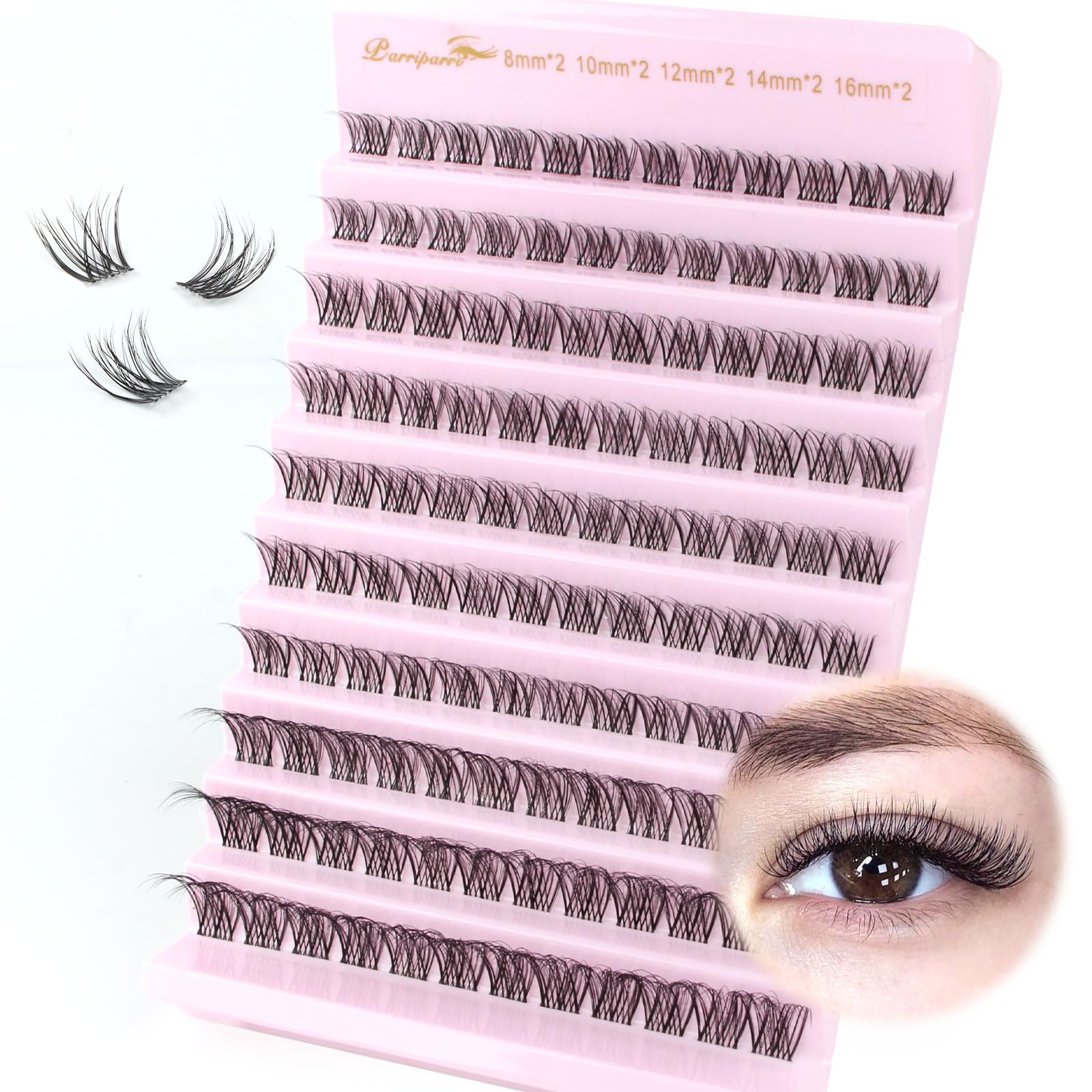 Parriparri Cluster Lashes with Clear Band 120Pcs Individual Lash Extensions 8-16MM False Eyelashes Extension Natural Look Wispy Fluffy DIY Lash Clusters — image 1